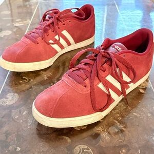 Adidas Burgundy Suede Sneakers with White Stripes